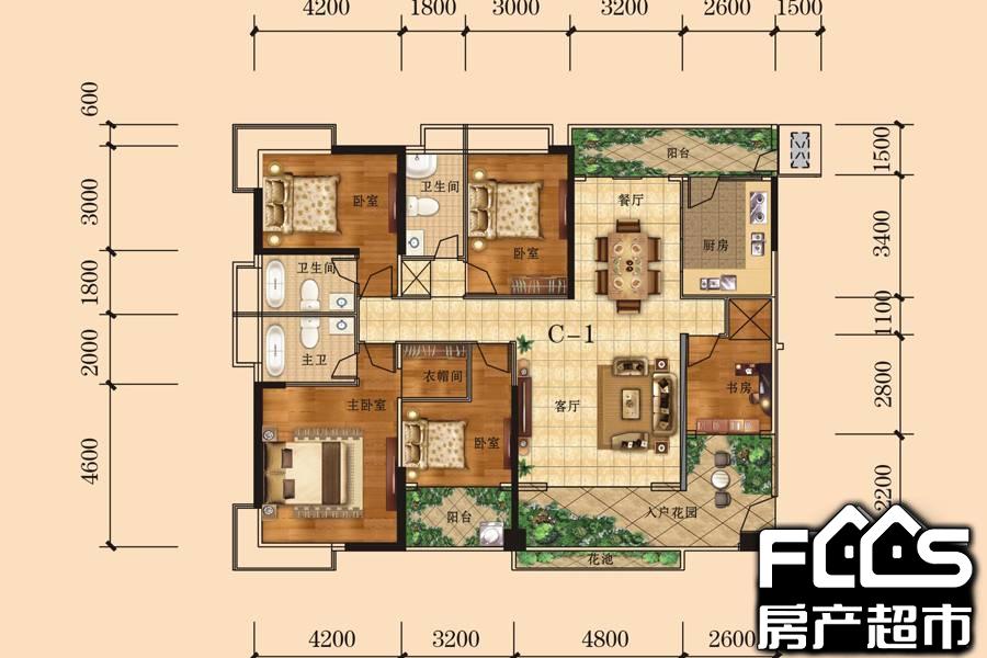 荔晶新城5室2厅3卫/183.0㎡图户型详情页