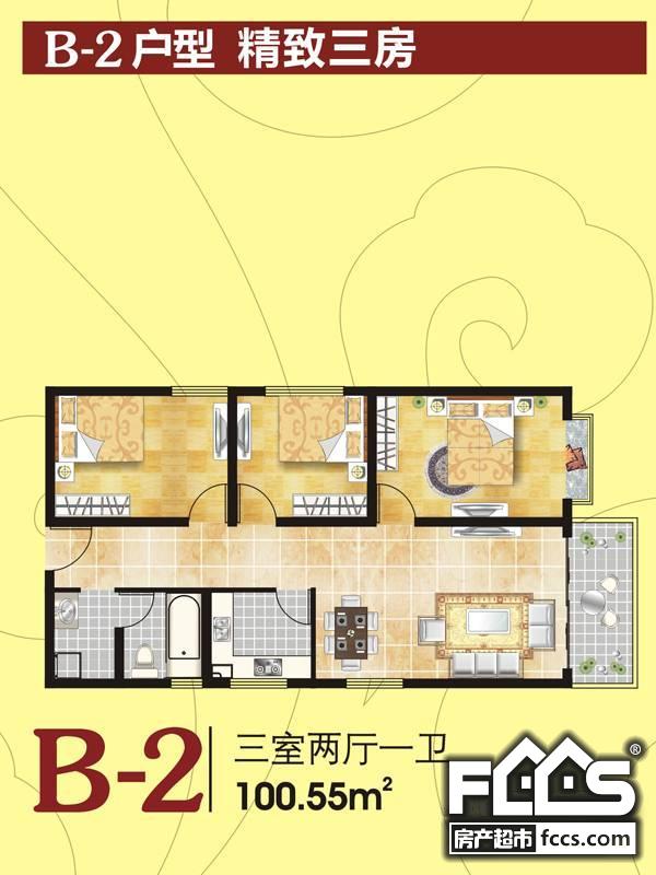 翰林华府翰林华府3室2厅1卫1010㎡户型图户型约101平方户型图