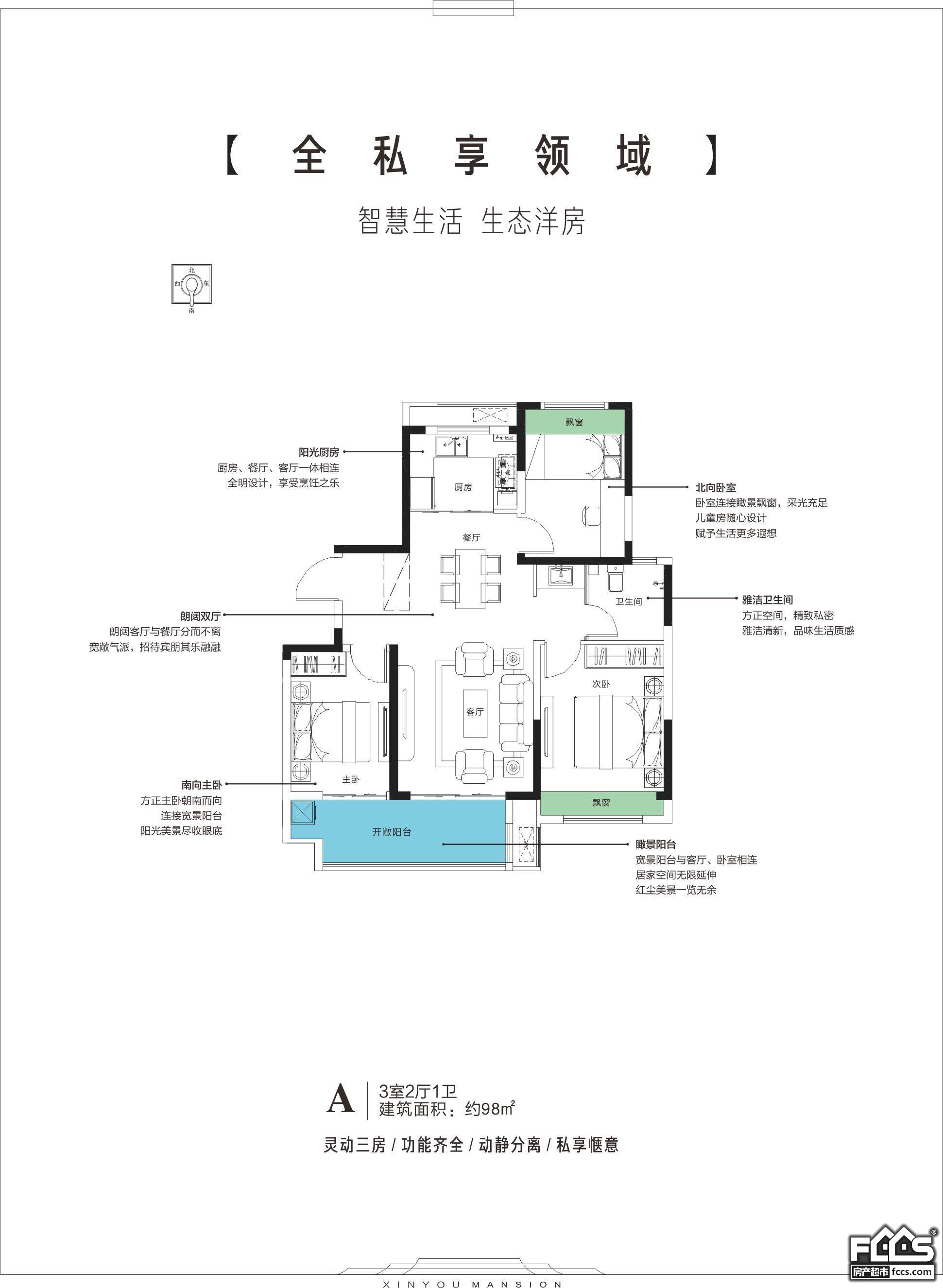 信友天樾信友天樾3室2厅1卫980㎡户型图户型约98平方户型图