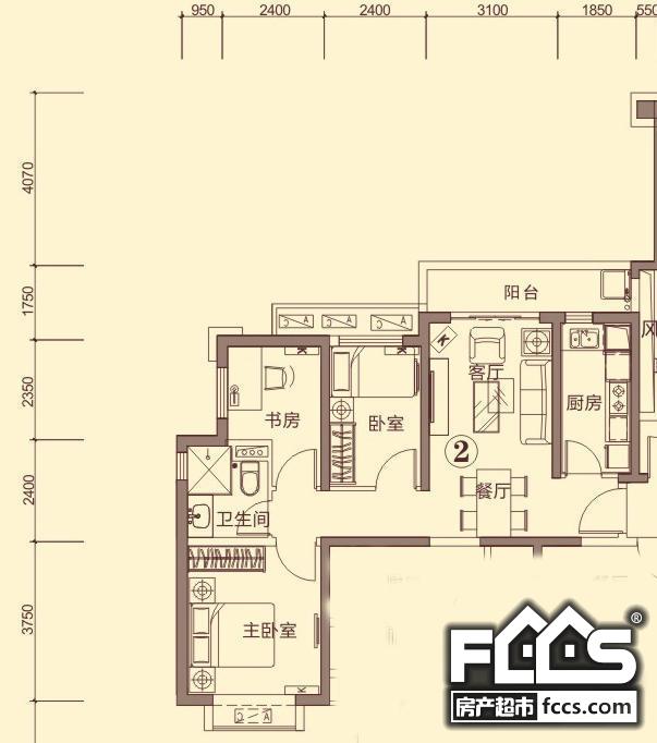 恒大御景湾恒大御景湾2室2厅1卫900㎡户型图